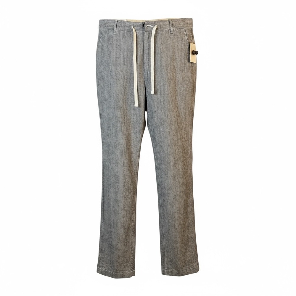 Joe Fresh Nordstrom Mens Gray Pinstripe Linen Drawstring Pants Size 33 W 32L NWT